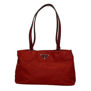 PRADA - Red Nylon Leather Shoulder Bag 285-050325
